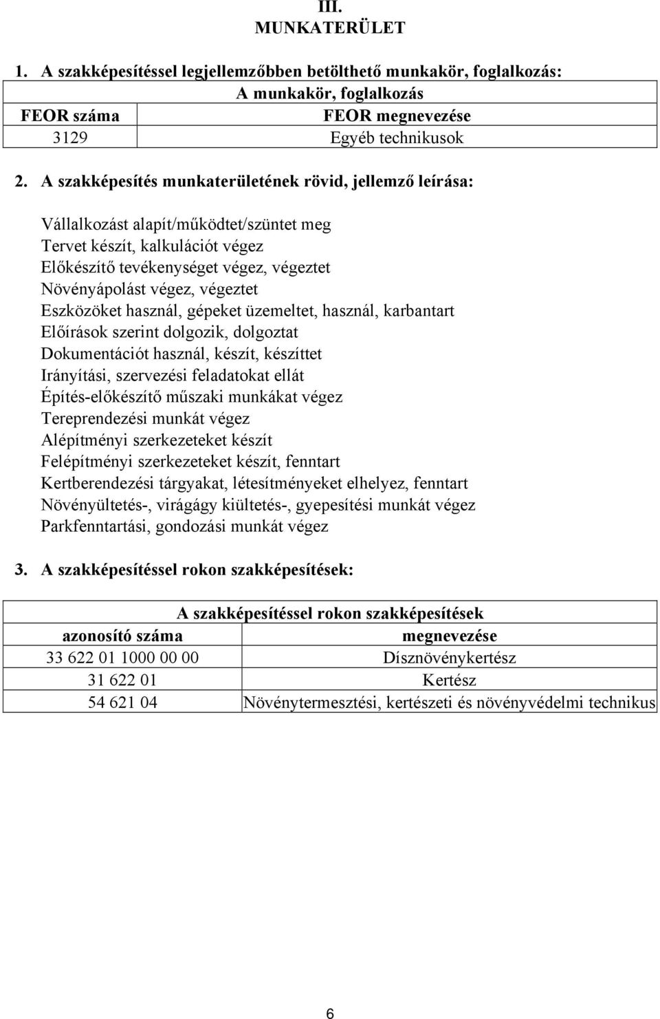 végeztet Eszközöket használ, gépeket üzemeltet, használ, karbantart Előírások szerint dolgozik, dolgoztat Dokumentációt használ, készít, készíttet Irányítási, szervezési feladatokat ellát