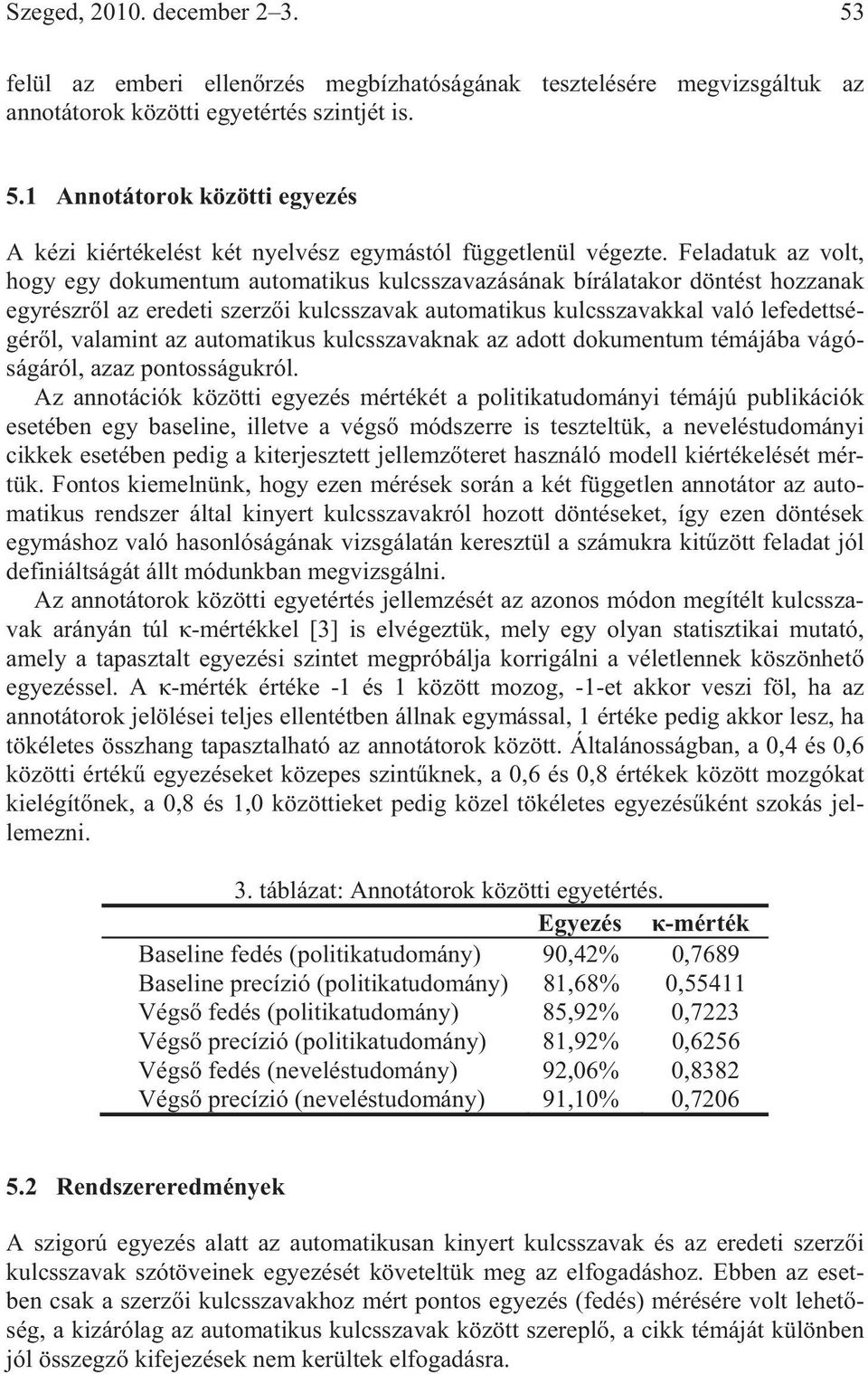 az automatikus kulcsszavaknak az adott dokumentum témájába vágóságáról, azaz pontosságukról.