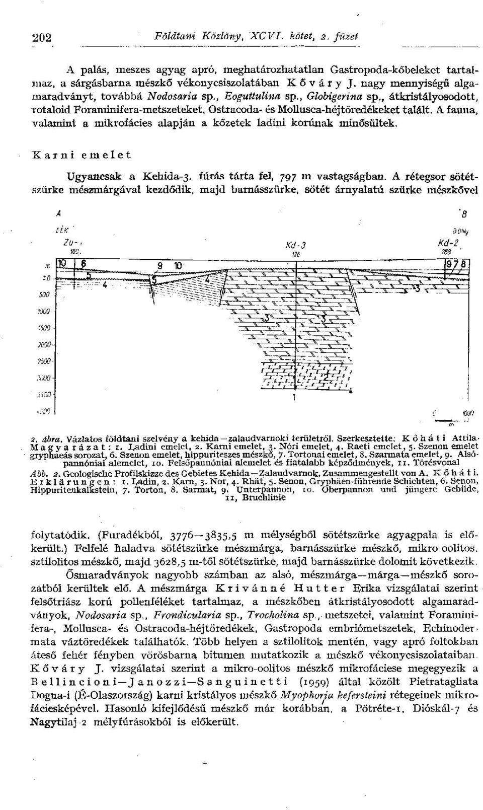 A fauna, valamint a mikrofácies alapján a kőzetek ladini korúnak minősültek. Karni emelet Ugyancsak a Kehida-3. fúrás tárta fel, 797 m vastagságban.