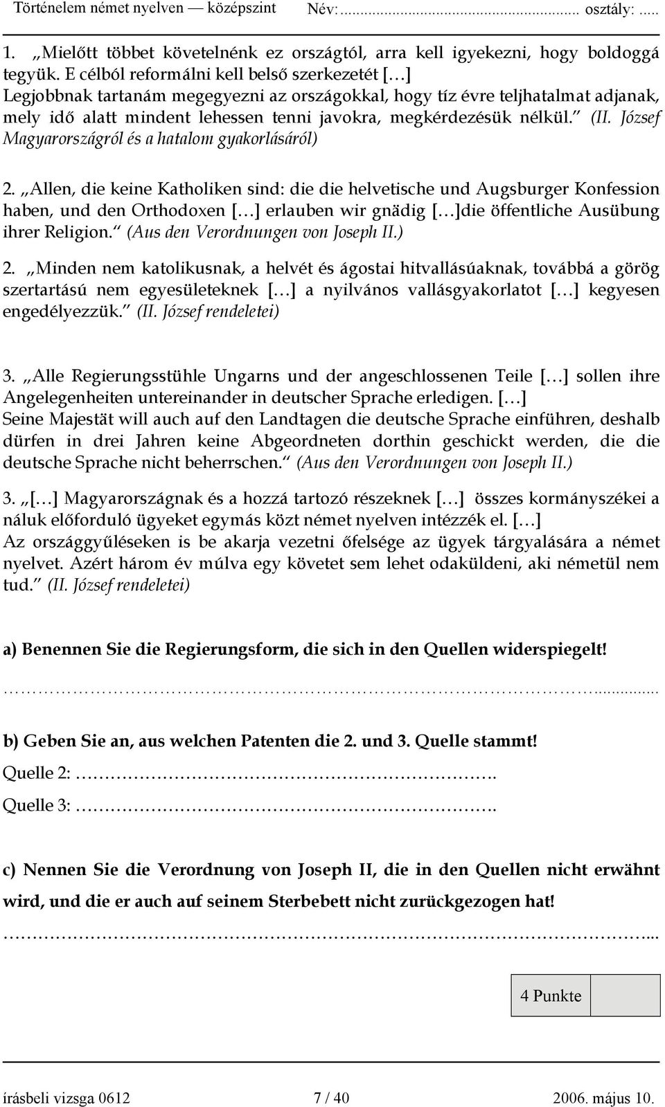 (II. József Magyarországról és a hatalom gyakorlásáról) 2.