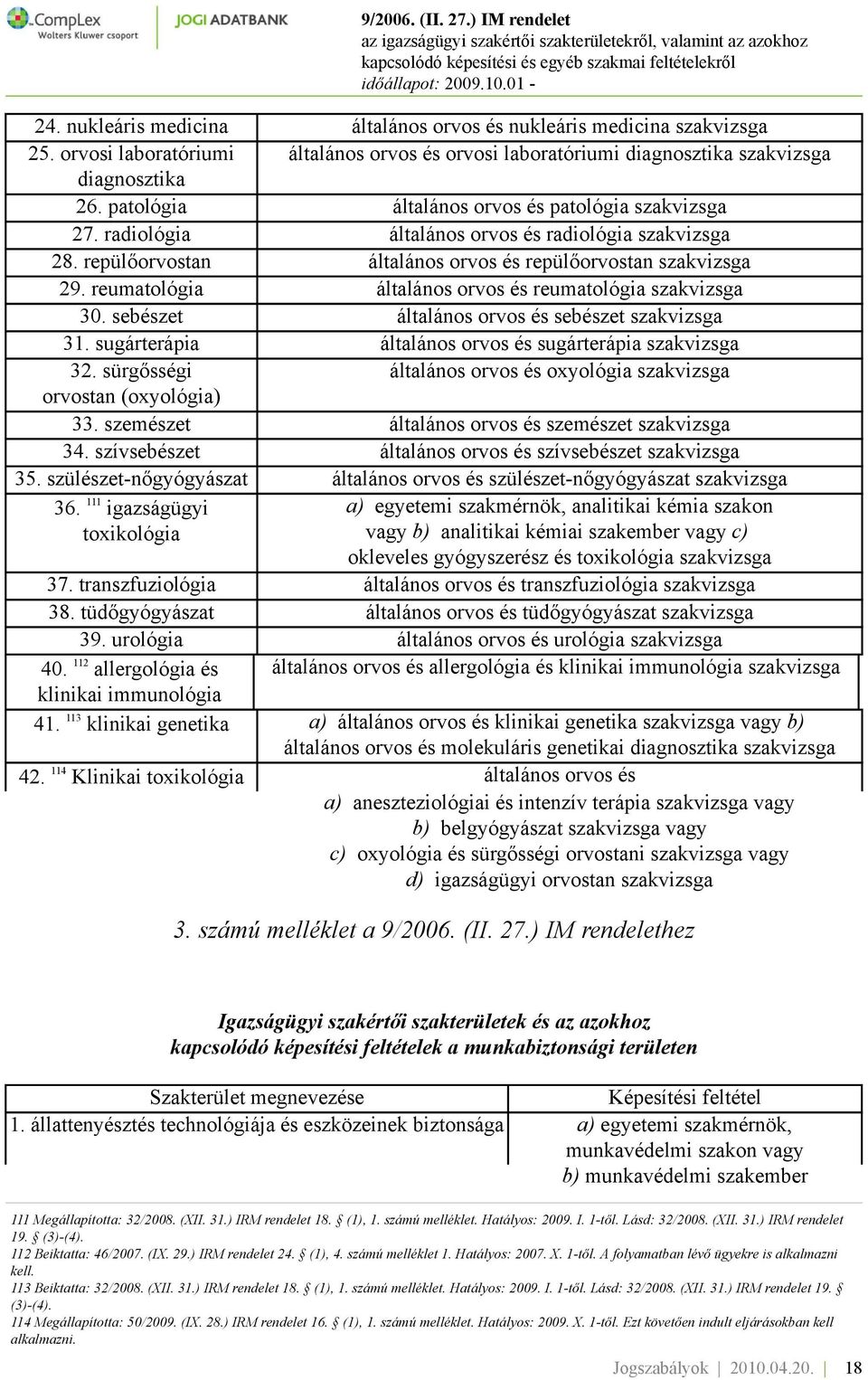 reumatológia általános orvos és reumatológia szakvizsga 30. sebészet általános orvos és sebészet szakvizsga 31. sugárterápia általános orvos és sugárterápia szakvizsga 32.