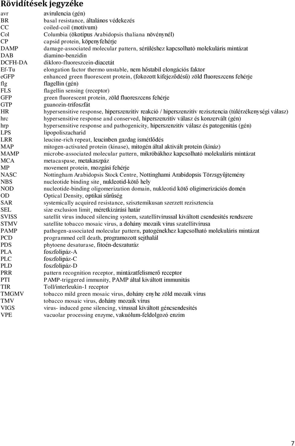 elongációs faktor egfp enhanced green fluorescent protein, (fokozott kifejeződésű) zöld fluoreszcens fehérje flg flagellin (gén) FLS flagellin sensing (receptor) GFP green fluorescent protein, zöld