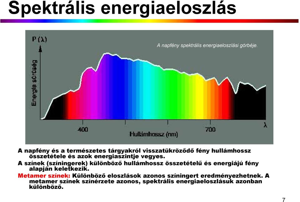vegyes. A színek (színingerek) különböző hullámhossz összetételű és energiájú fény alapján keletkezik.