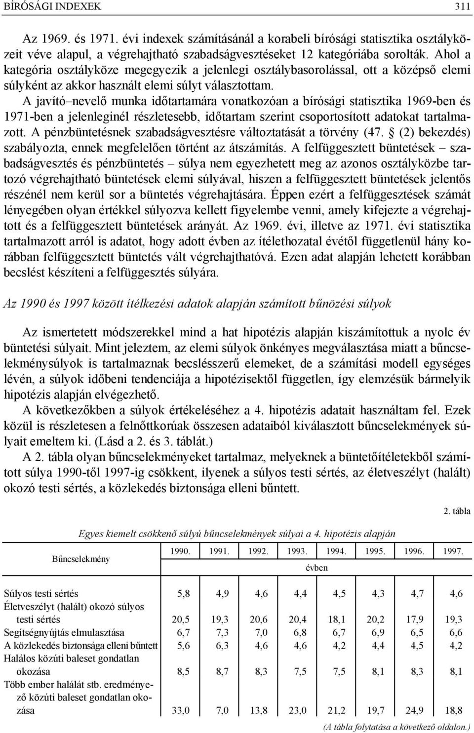 A javító nevelő munka dőtartamára vonatkozóan a bíróság statsztka 1969-ben és 1971-ben a jelenlegnél részletesebb, dőtartam szernt csoportosított adatokat tartalmazott.