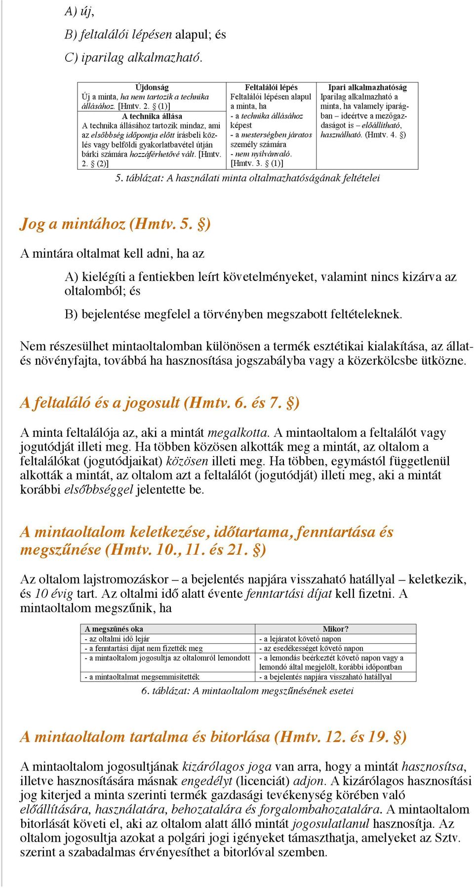 ) A mintára oltalmat kell adni, ha az A) kielégíti a fentiekben leírt követelményeket, valamint nincs kizárva az oltalomból; és B) bejelentése megfelel a törvényben megszabott feltételeknek.