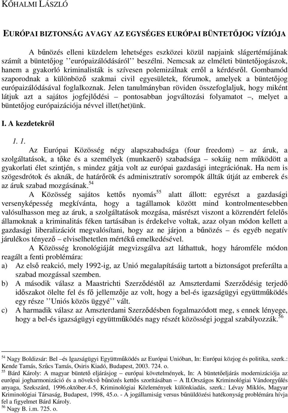 Gombamód szaporodnak a különbözı szakmai civil egyesületek, fórumok, amelyek a büntetıjog európaizálódásával foglalkoznak.