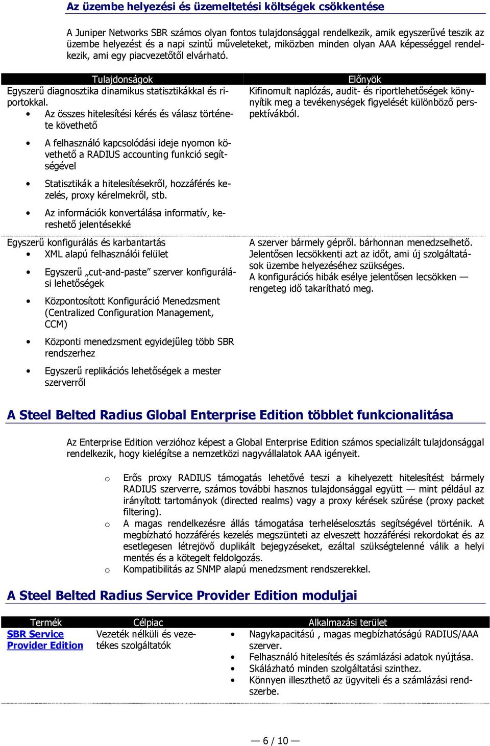 Az összes hitelesítési kérés és válasz története követhető A felhasználó kapcslódási ideje nymn követhető a RADIUS accunting funkció segítségével Statisztikák a hitelesítésekről, hzzáférés kezelés,