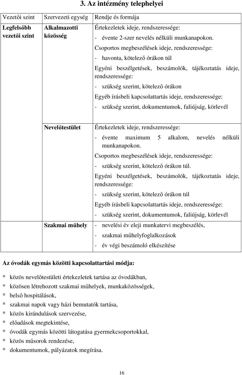 Csoportos megbeszélések ideje, rendszeressége: - havonta, kötelezı órákon túl Egyéni beszélgetések, beszámolók, tájékoztatás ideje, rendszeressége: - szükség szerint, kötelezı órákon Egyéb írásbeli