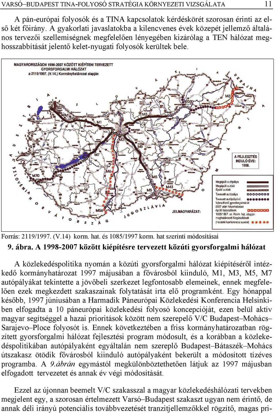 kerültek bele. Forrás: 2119/1997. (V.14) korm. hat. és 1085/1997 korm. hat szerinti módosításai 9. ábra.