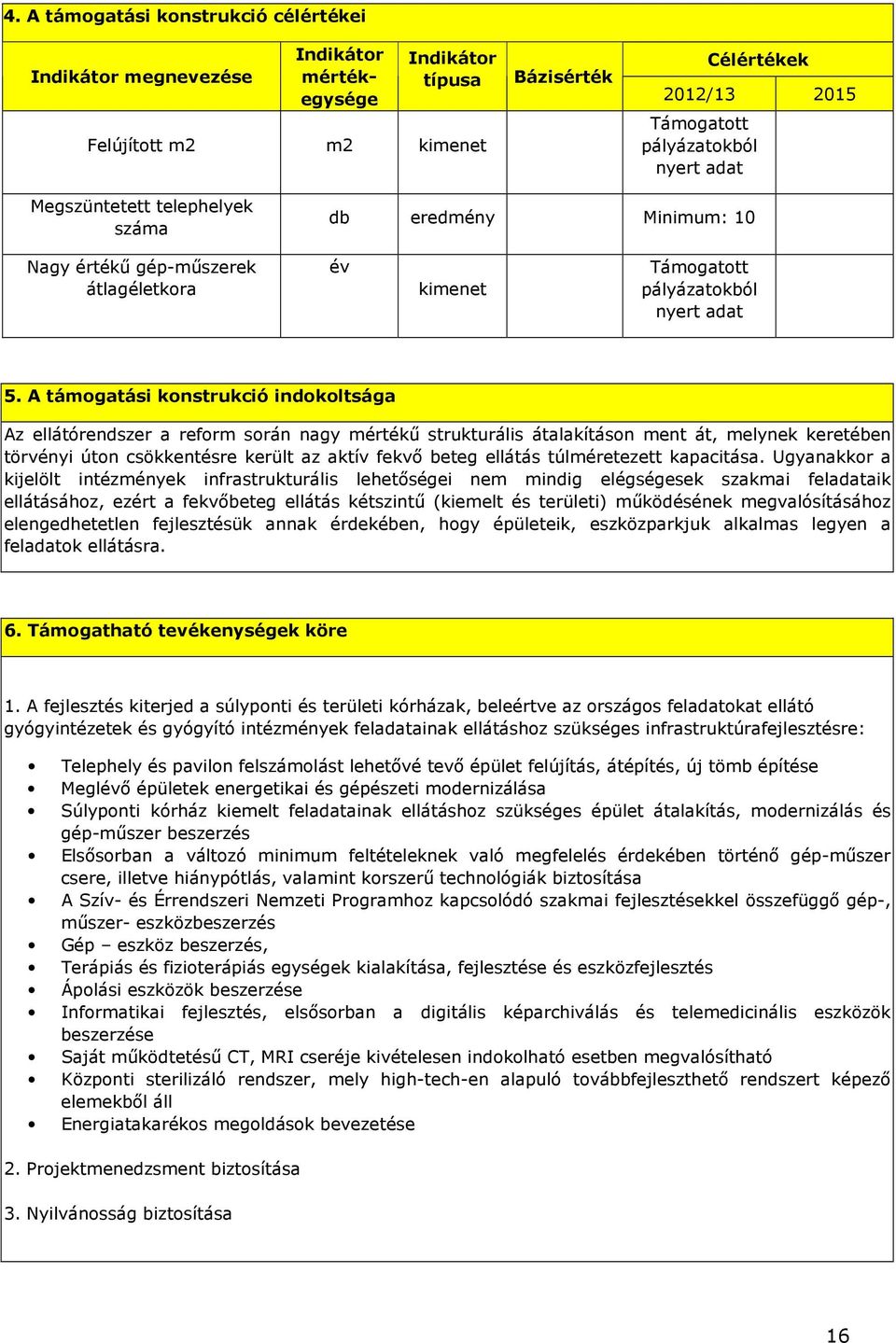 A támogatási konstrukció indokoltsága Az ellátórendszer a reform során nagy mértékő strukturális átalakításon ment át, melynek keretében törvényi úton csökkentésre került az aktív fekvı beteg ellátás