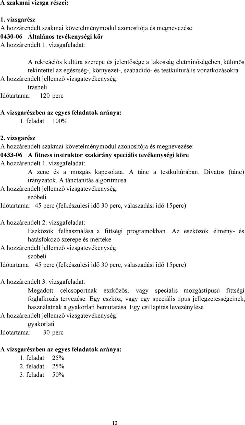 jellemző vizsgatevékenység: írásbeli Időtartama: 120 perc A vizsgarészben az egyes feladatok aránya: 1. feladat 100% 2.