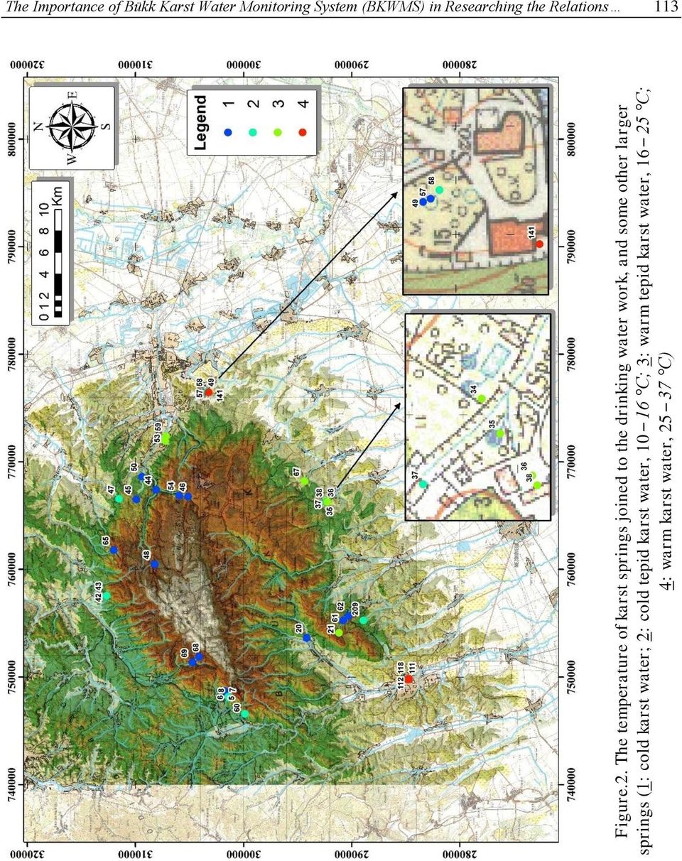 The temperature of karst springs joined to the drinking water work, and some