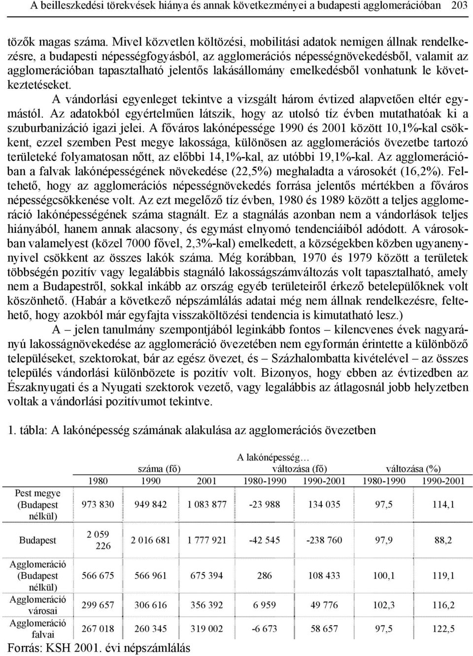 lakásállomány emelkedésből vonhatunk le következtetéseket. A vándorlási egyenleget tekintve a vizsgált három évtized alapvetően eltér egymástól.