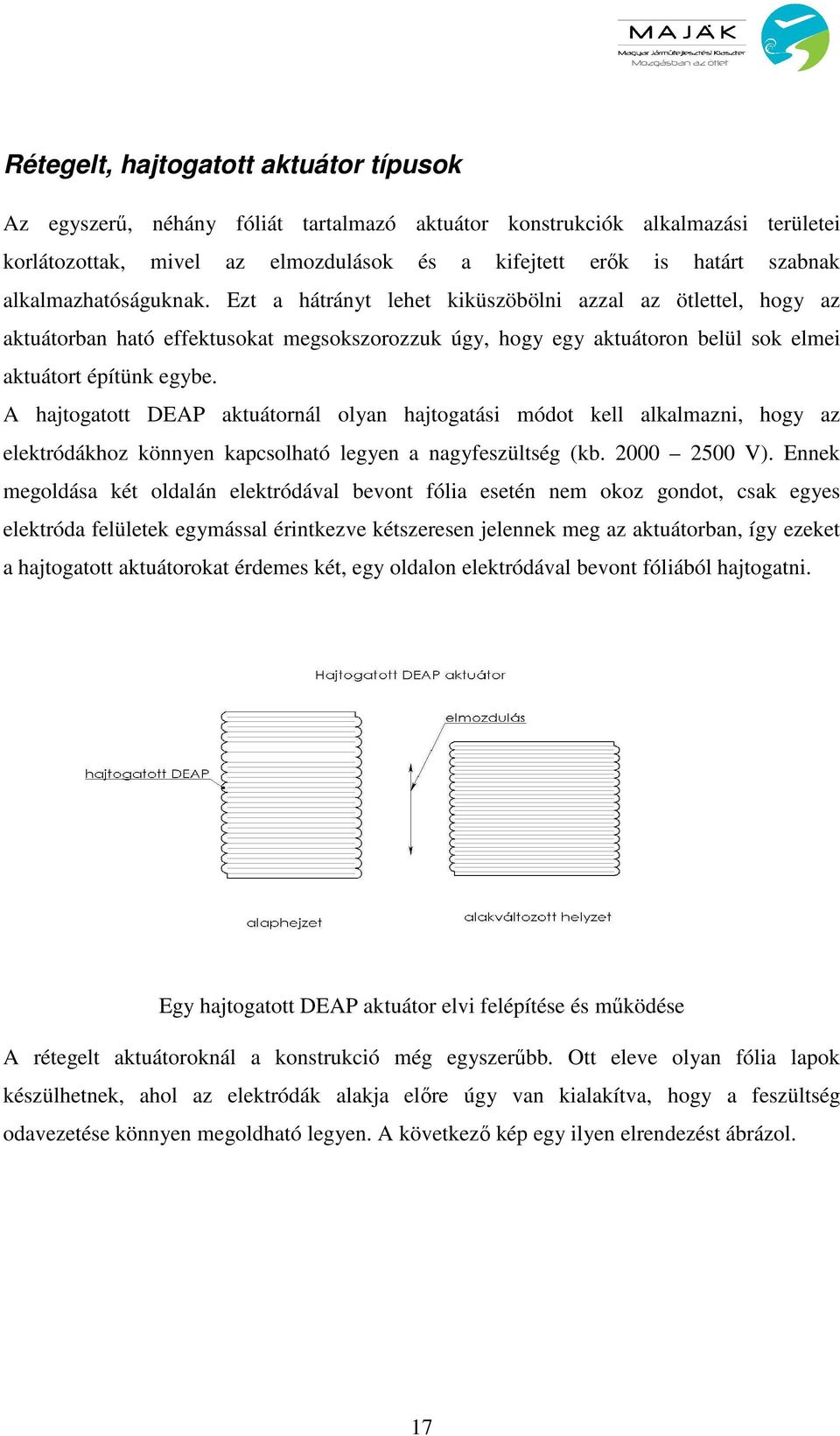 A hajtogatott DEAP aktuátornál olyan hajtogatási módot kell alkalmazni, hogy az elektródákhoz könnyen kapcsolható legyen a nagyfeszültség (kb. 2000 2500 V).