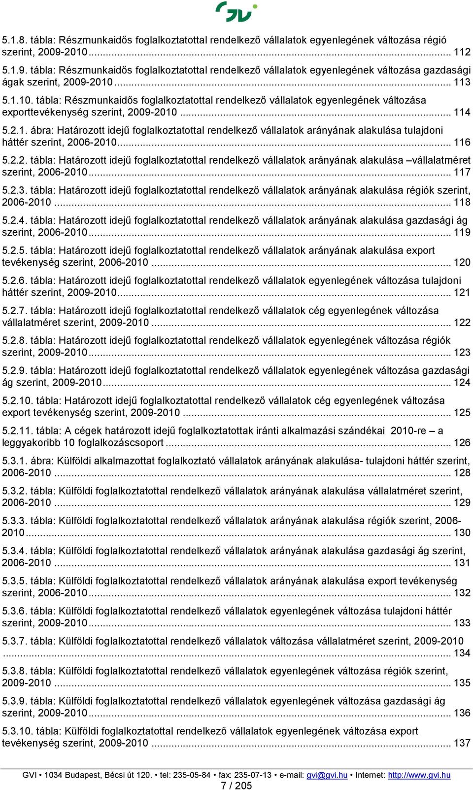 .. 114 5.2.1. ábra: Határozott idejő foglalkoztatottal rendelkezı vállalatok arányának alakulása tulajdoni háttér szerint, 2006-2010... 116 5.2.2. tábla: Határozott idejő foglalkoztatottal rendelkezı vállalatok arányának alakulása vállalatméret szerint, 2006-2010.