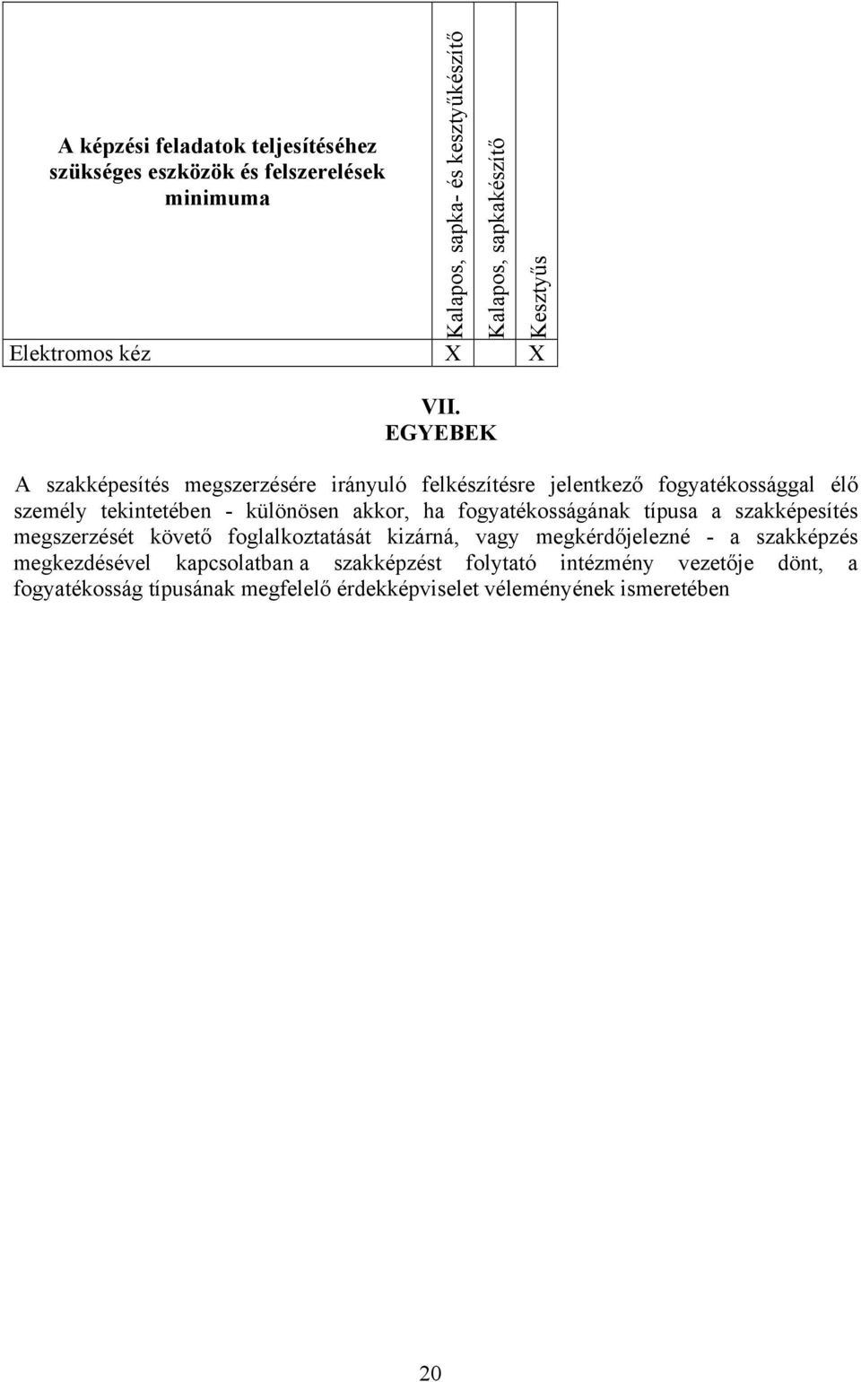 EGYEBEK A szakképesítés megszerzésére irányuló felkészítésre jelentkező fogyatékossággal élő személy tekintetében - különösen akkor, ha