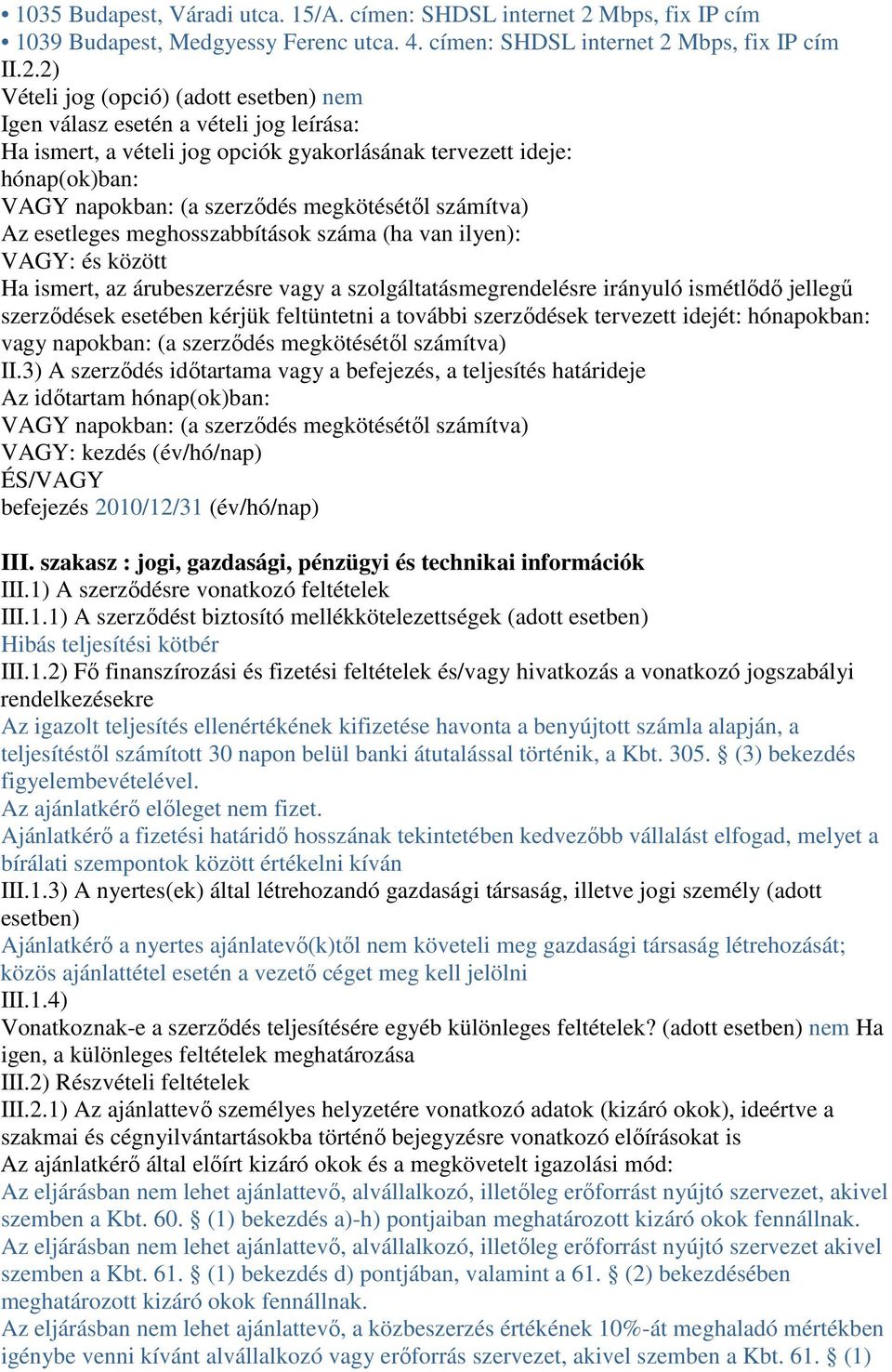 Mbps, fix IP cím II.2.