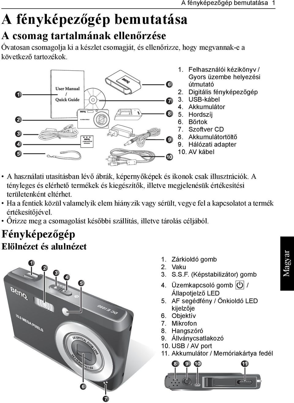 AV kábel A használati utasításban lévő ábrák, képernyőképek és ikonok csak illusztrációk. A tényleges és elérhető termékek és kiegészítők, illetve megjelenésük értékesítési területenként eltérhet.