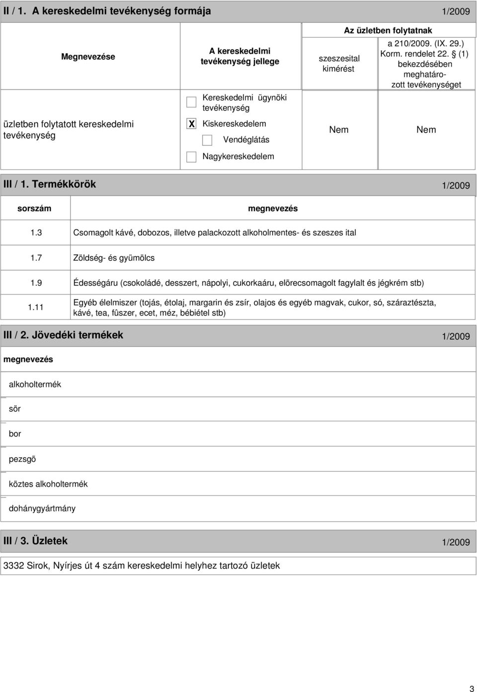 3 Csomagolt kávé, dobozos, illetve palackozott alkoholmentes- és szeszes ital 1.7 Zöldség- és gyümölcs 1.