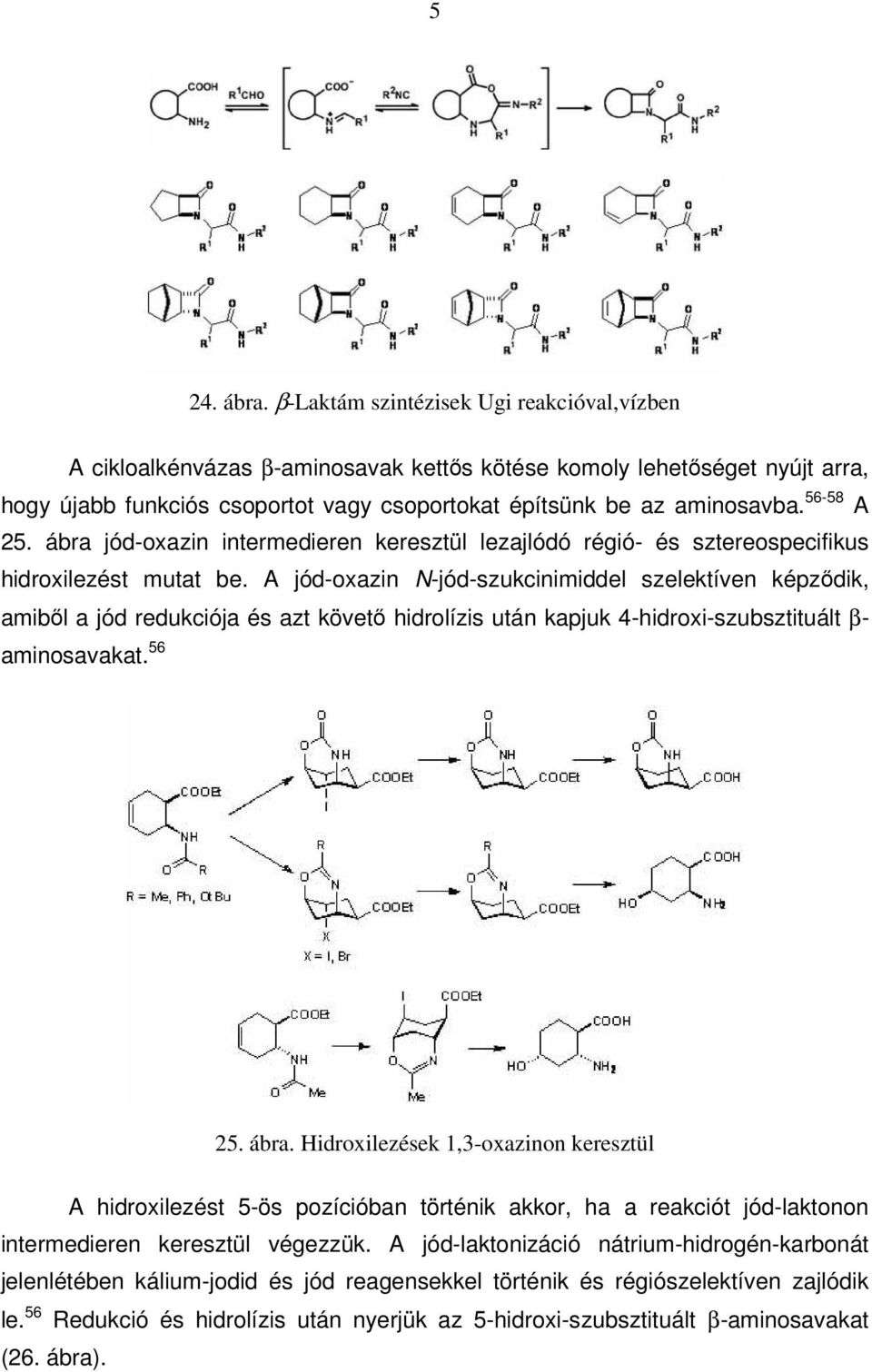 56-58 A 25. ábra jód-oxazin intermedieren keresztül lezajlódó régió- és sztereospecifikus hidroxilezést mutat be.