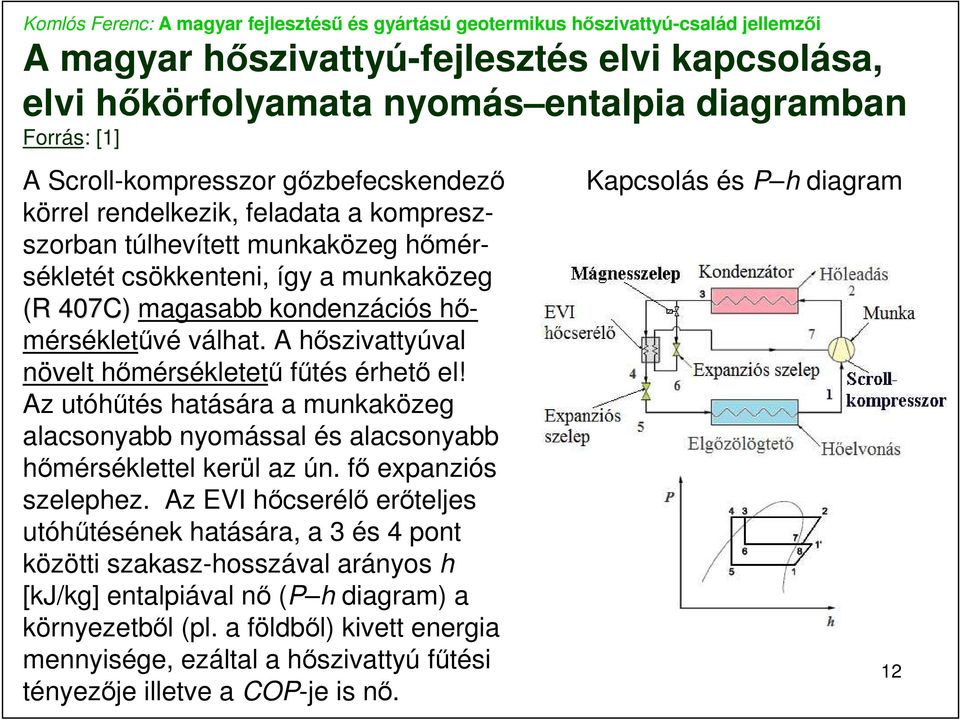 Az utóhőtés hatására a munkaközeg alacsonyabb nyomással és alacsonyabb hımérséklettel kerül az ún. fı expanziós szelephez.