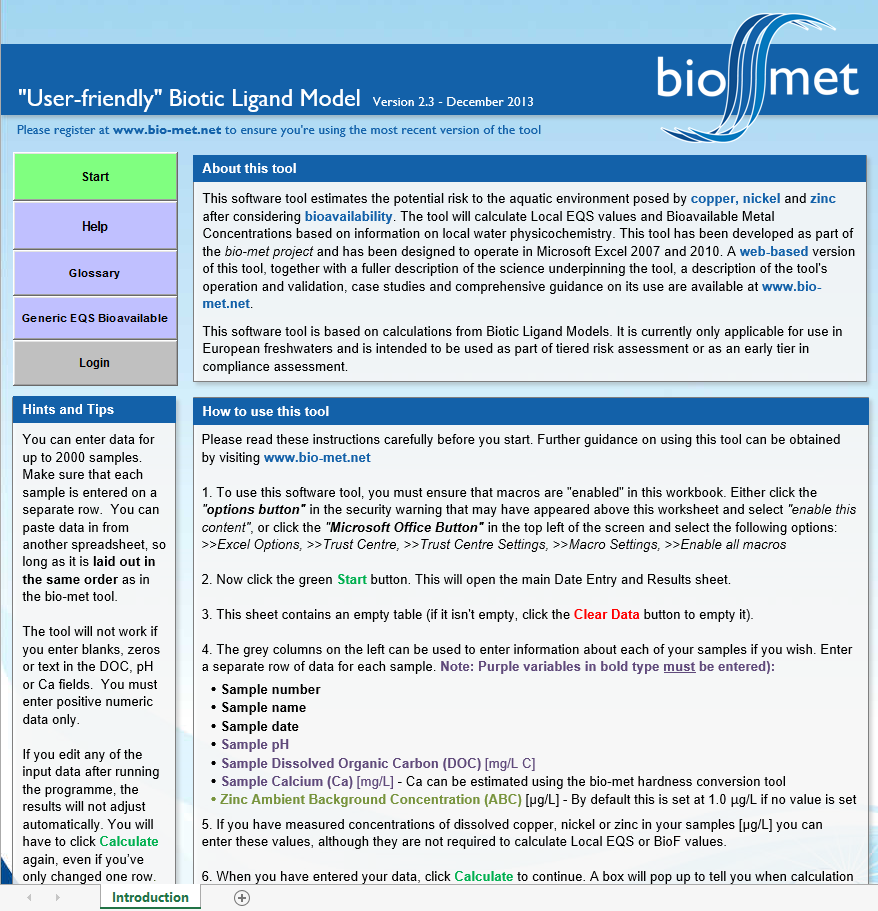 M4.1. ábra Bio-met.net BLM verzió 2.3 kezdőlapja A BIO, 2014 19 nem tesz egyértelmű javaslatot, hogy a tagországok mely BLM modelleket használják, azonban igen sokszor említi a Bio-met.