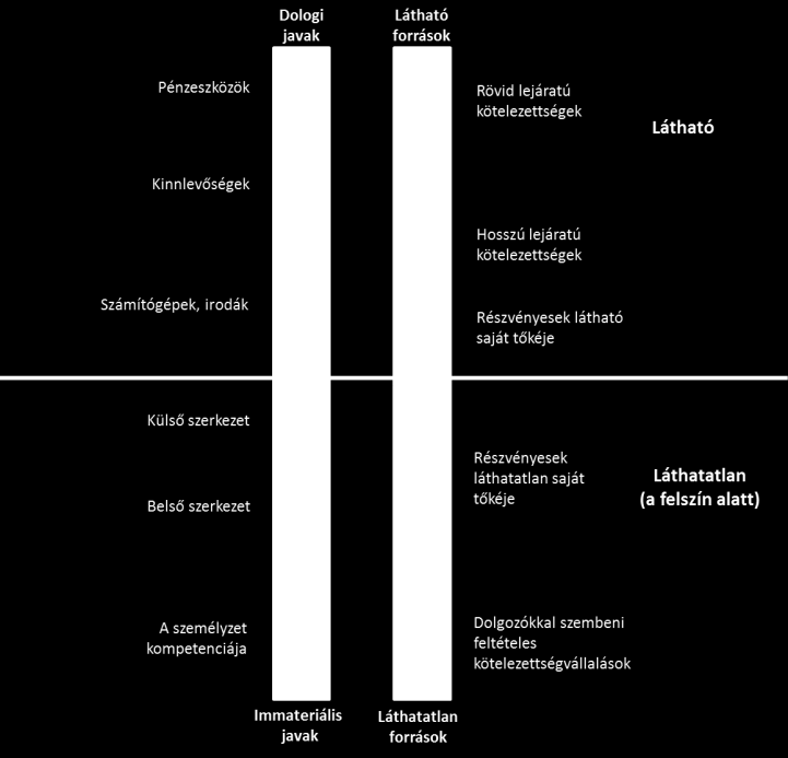 3.1. A probléma komplexitása Ha láthatatlan vagyonról beszélünk, akkor azt a kettős vetületű vagyonfelfogásban eszköz és forrás oldalról kell megközelítenünk.