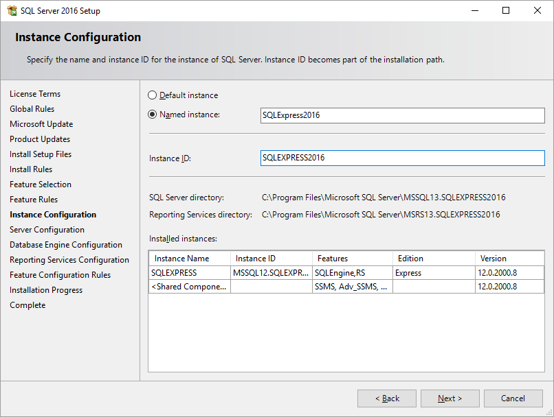 9.oldal 13. A következő oldalon az Instance Configuration (Példány konfigurációja) található.