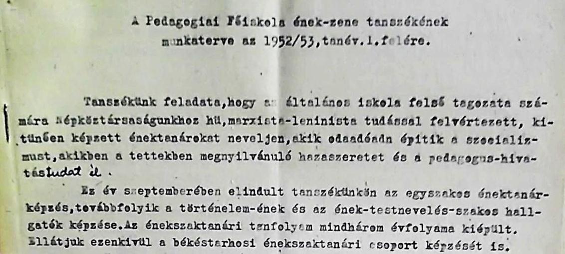 57 11. ábra: A Budapesti Pedagógiai Főiskola ének-zene tanszék munkatervének részlete Pedagógiai Főiskola Ének-zene Tanszék oktatói 15.