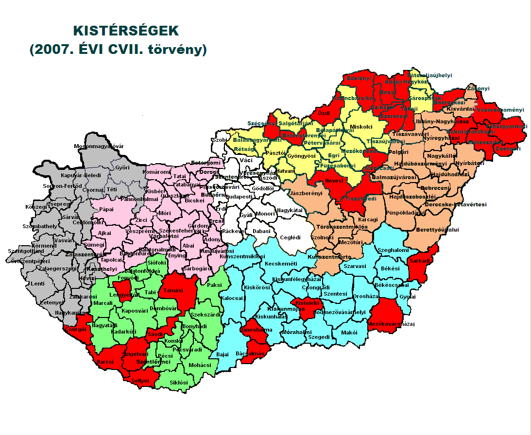 2. sz. térkép Kistérségek (2007. évi CVII.