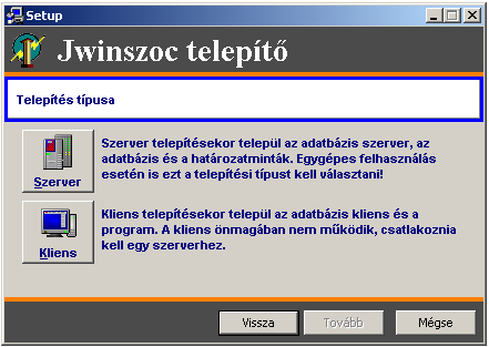 22.2. Telepítési útmutató Hálózat esetén a szoftvert és az adatbázis-kezelőt nemcsak a központi gépre, hanem a munkaállomásokra is telepíteni kell.