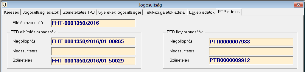 17. ábra A PTR válaszolt, az azonosítók bekerültek a megfelelő mezőkbe. Határozat készíthető! MEGOLDÁS (26) Két új sort kell felvennünk Alvoradó György jogosultsági táblájába.