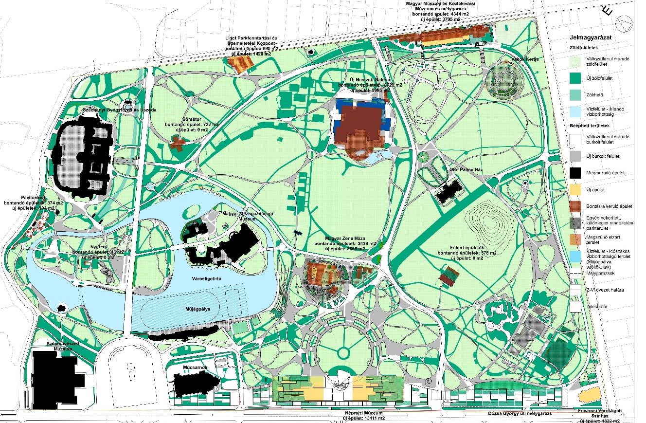 ÉPÍTÉSI HELYEK E A KÖZ Burkolt felületek -2020 74 002,07 m2 Térszín feletti beépítés + 2 521,20 m2