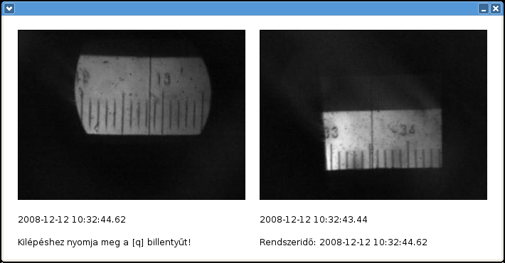 35. ábra. Az E-54 ingához fejlesztett észlelőprogram. Balra fent: kezdőképernyő az aktuális mérés beállításaival, jobbra fent: rendszerbeállítások, lent: észlelés közben. Ezután 2007.