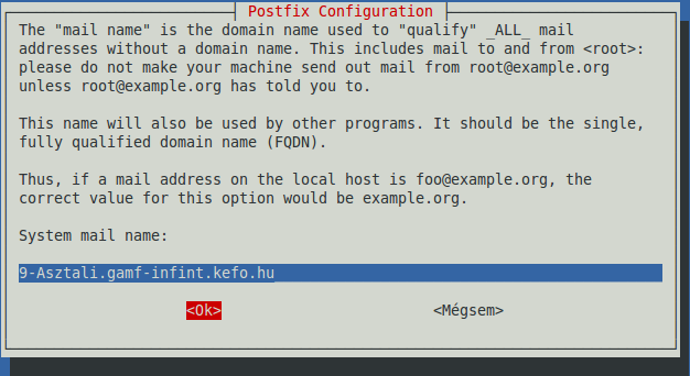 Postfix MTA levelek küldése és fogadása sudo