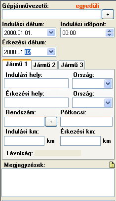 A járművezető nevét, Egy nappal későbbi indulási megállási dátumot állít be Indulási érkezési helyet Rendszámot Indulási kilométeróra állást 4.17.