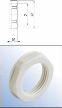 Műanyag ellenanya peremmel Synthetic lock nuts with flange Polyamid PA - C / +0 C metrikus menet világosszürke RAL 703 Polyamide PA - C / +0 C Entry thread metric Light grey RAL 703. Mx1. 17.0 0.17.0 0..0 0. Mx1..7 0.
