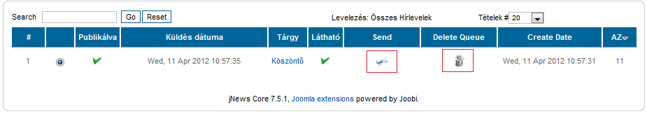 Az új gombra kattintva hozhat létre új hírlevelet.