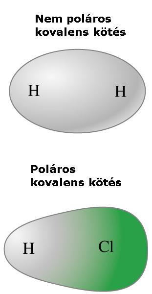 A kovalens kötés típusai Homopoláros: pl. H 2, O 2, Cl 2, C-C kötés a szerves molekulákban. A töltéseloszlás szimmetrikus Poláros (heteropoláros): pl.
