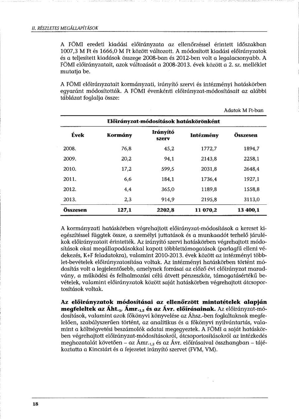 melléklet mutatja be. A FÖMI előirányzatait kormányzati, irányító szervi és intézményi hatáskörben egyaránt módosították.