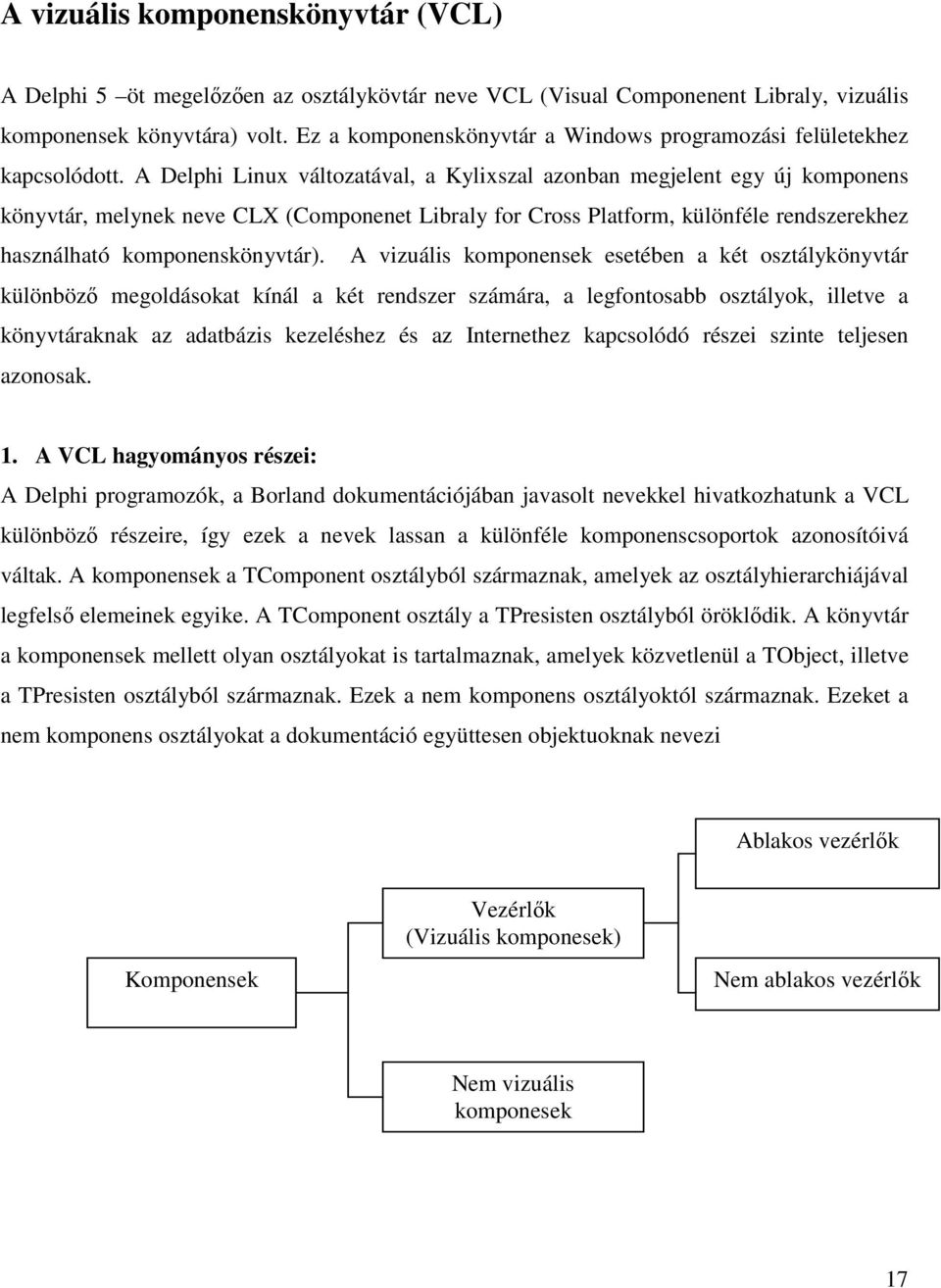 A Delphi Linux változatával, a Kylixszal azonban megjelent egy új komponens könyvtár, melynek neve CLX (Componenet Libraly for Cross Platform, különféle rendszerekhez használható komponenskönyvtár).