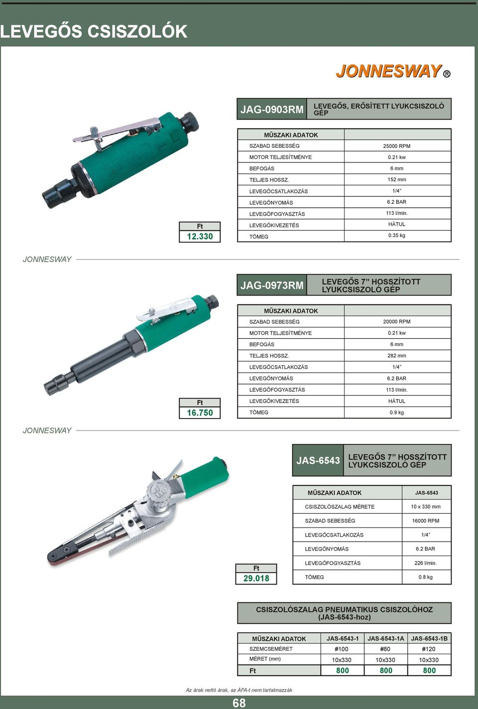 21 kw 6 mm 282 mm 113 l/min. HÁTUL 0.9 kg JAS-6543 LEVEGŐS 7 HOSSZÍTOTT LYUKCSISZOLÓ GÉP 29.