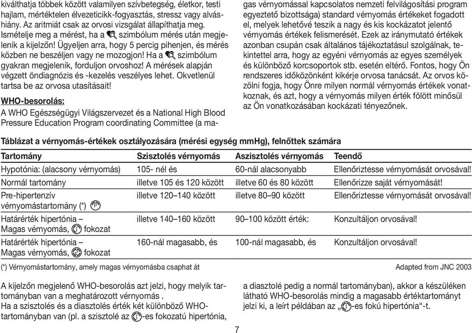 Ha a szimbólum gyakran megjelenik, forduljon orvoshoz! A mérések alapján végzett öndiagnózis és -kezelés veszélyes lehet. Okvetlenül tartsa be az orvosa utasításait!