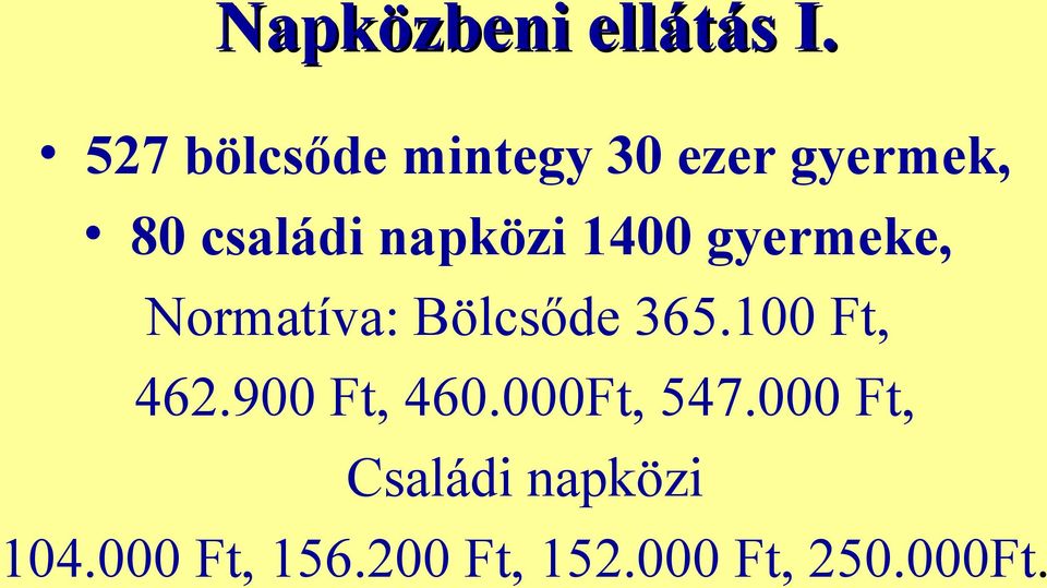 napközi 1400 gyermeke, Normatíva: Bölcsőde 365.