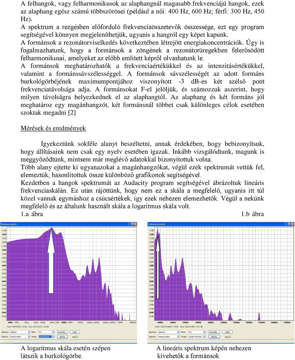 A formánsok a rezonátorviselkedés következtében létrejött energiakoncentrációk.