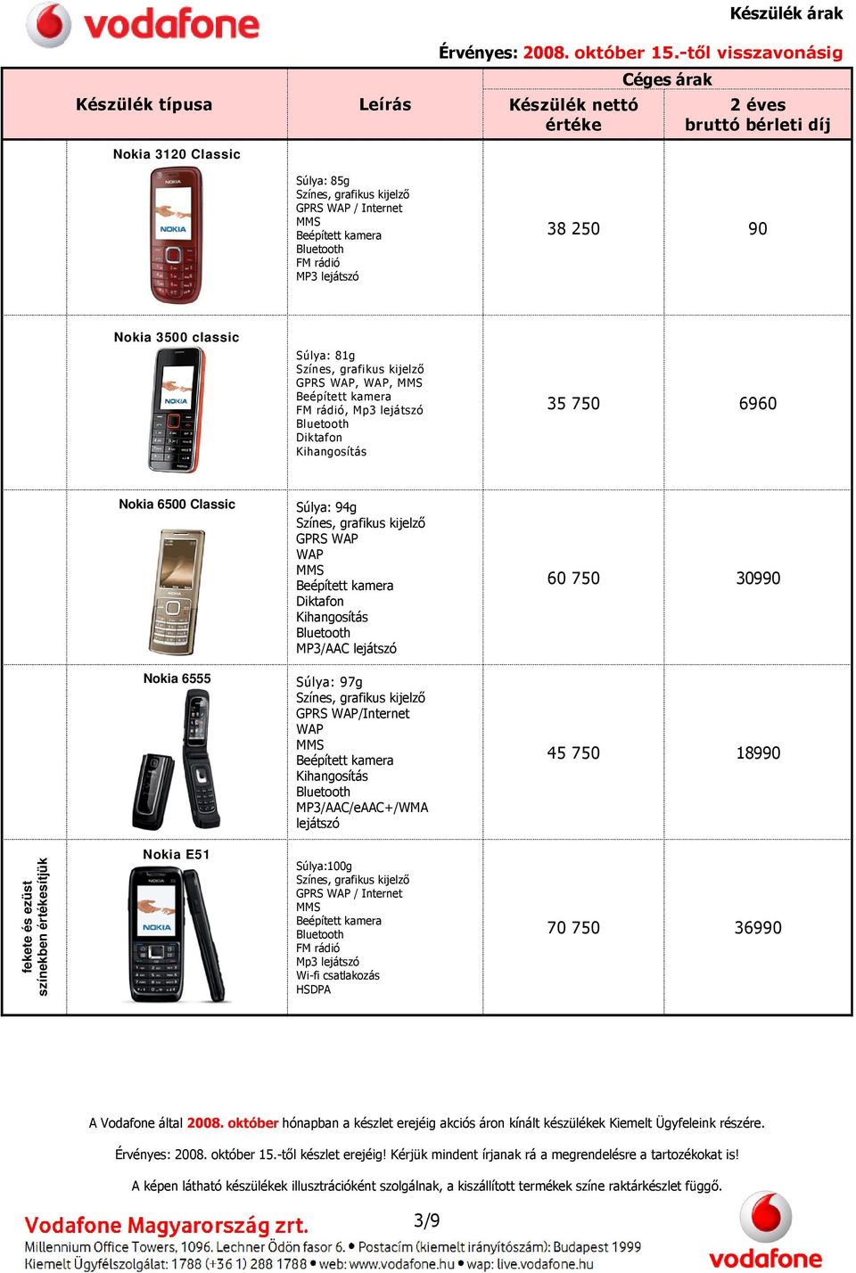 lejátszó 60 750 30990 Nokia 6555 Súlya: 97g GPRS WAP/Internet WAP MP3/AAC/eAAC+/WMA lejátszó