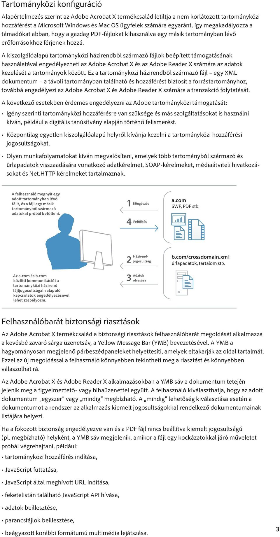 A kiszolgálóalapú tartományközi házirendből származó fájlok beépített támogatásának használatával engedélyezheti az Adobe Acrobat X és az Adobe Reader X számára az adatok kezelését a tartományok