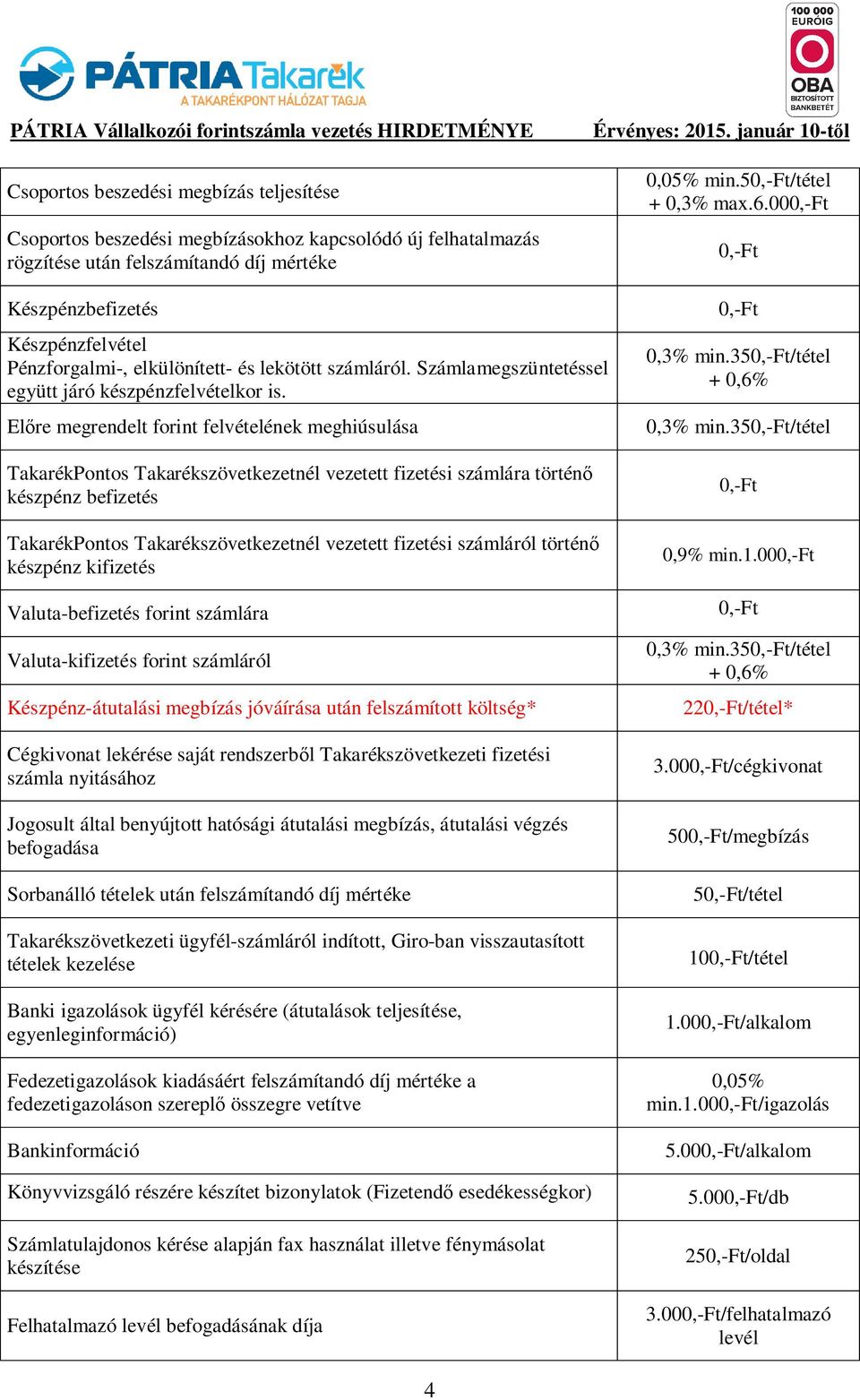 Elre megrendelt forint felvételének meghiúsulása TakarékPontos Takarékszövetkezetnél vezetett fizetési számlára történ készpénz befizetés TakarékPontos Takarékszövetkezetnél vezetett fizetési