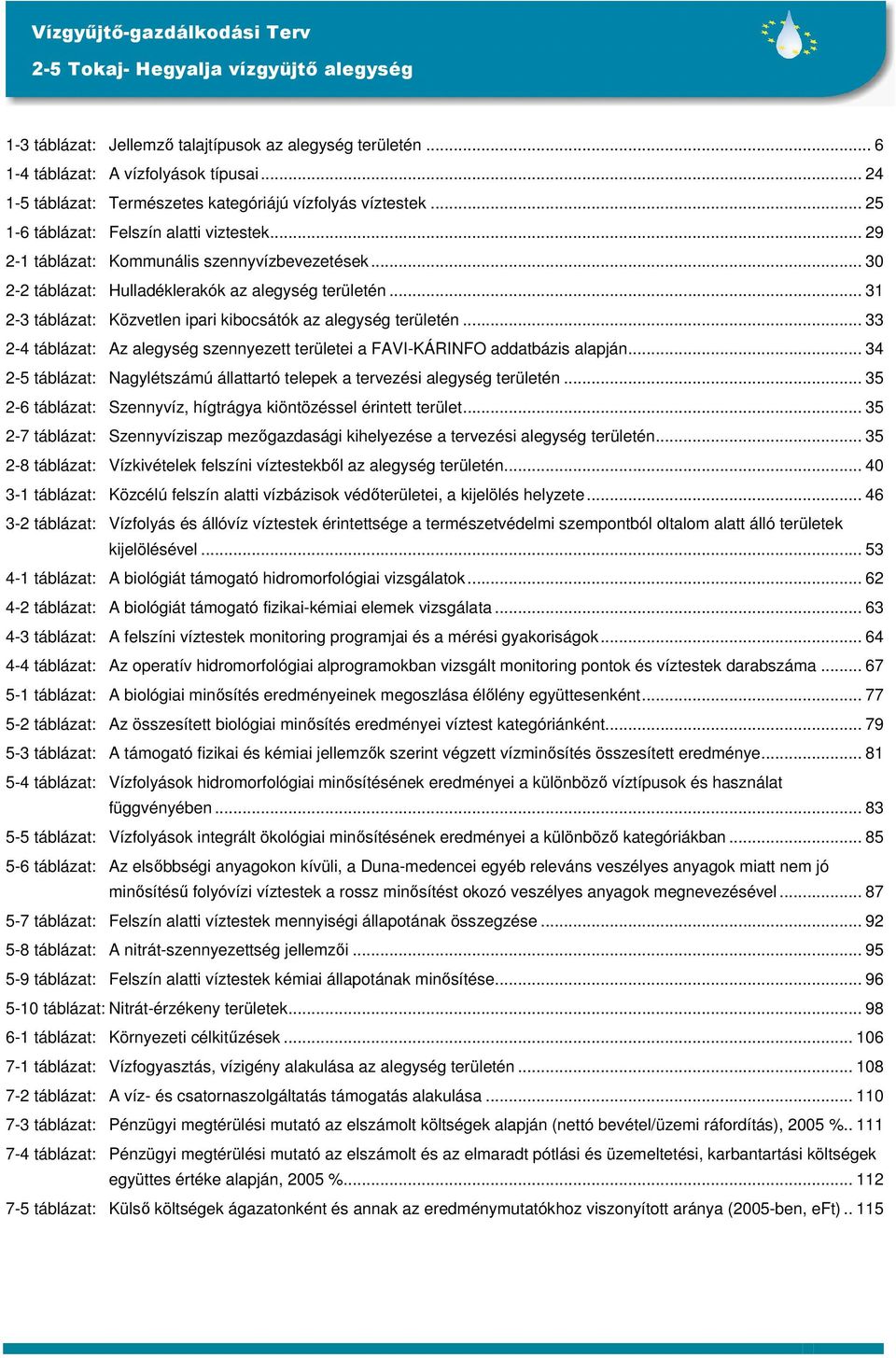 .. 31 2-3 táblázat: Közvetlen ipari kibocsátók az alegység területén... 33 2-4 táblázat: Az alegység szennyezett területei a FAVI-KÁRINFO addatbázis alapján.