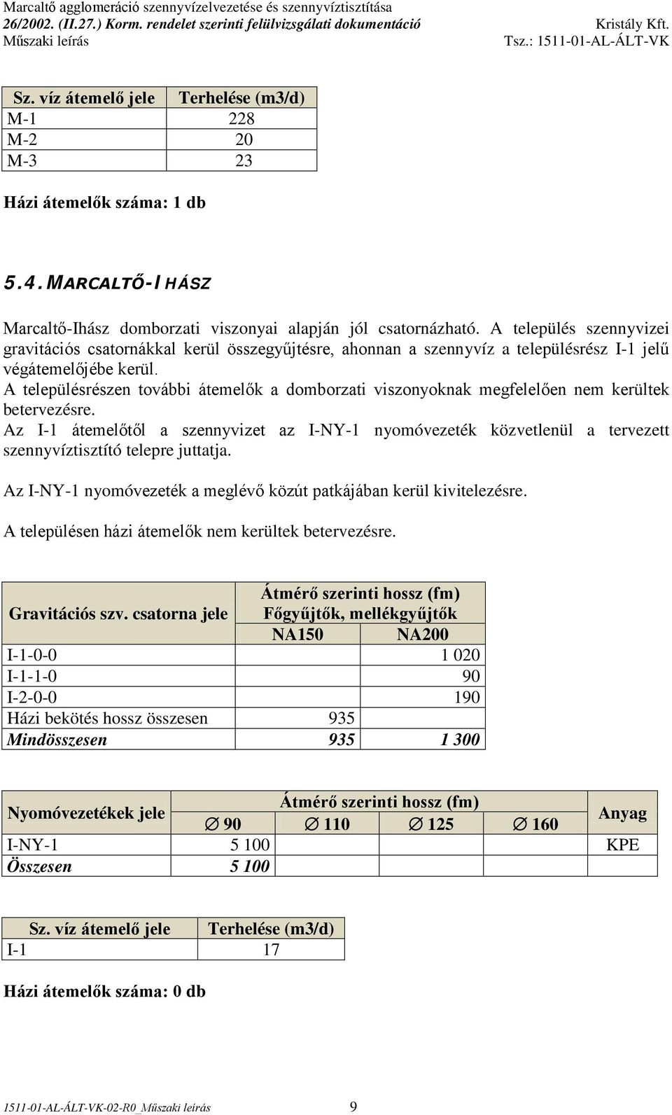 A településrészen további átemelők a domborzati viszonyoknak megfelelően nem kerültek betervezésre.